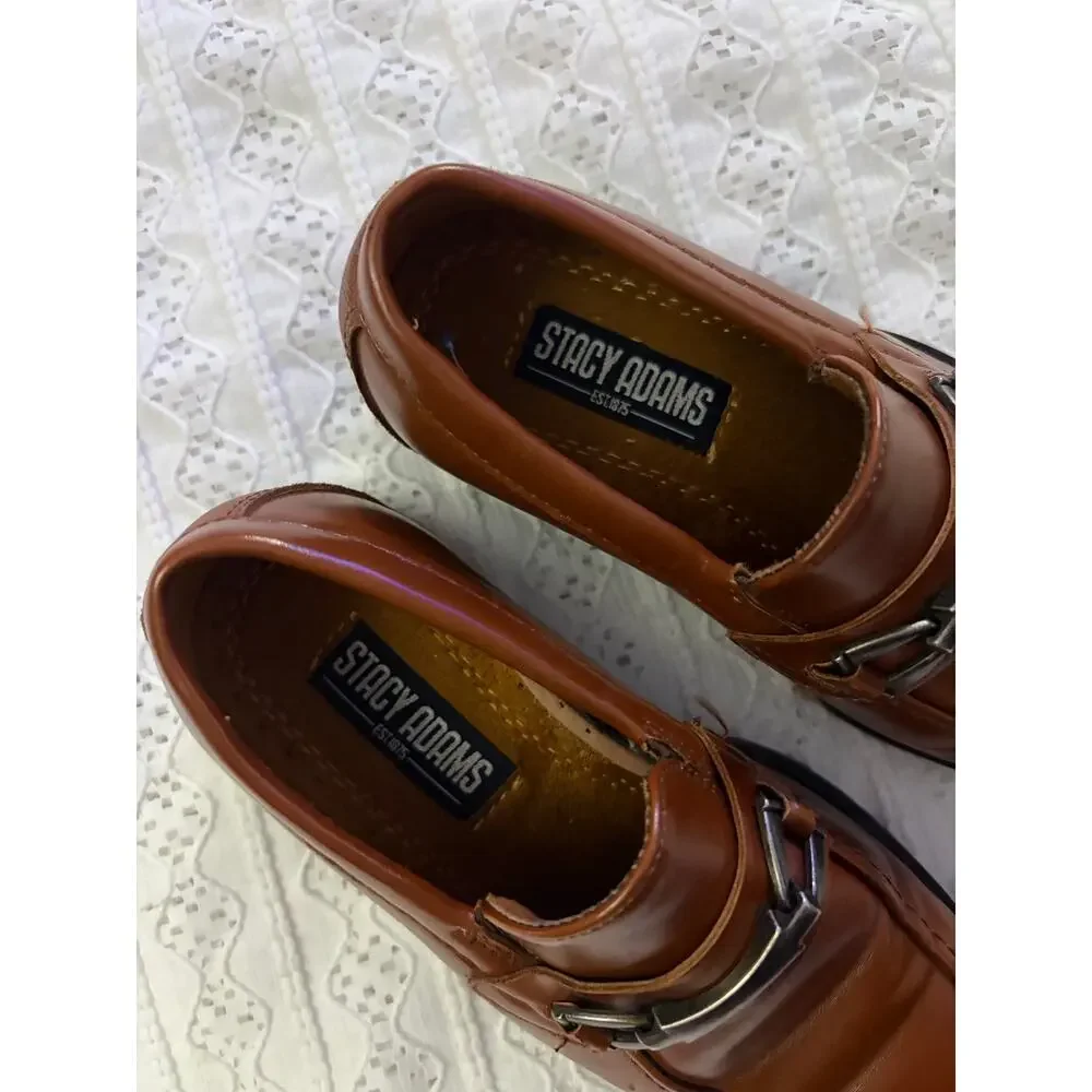 Stacy Adams Boys Brown Bit Loafers Dress Shoes Size 11Y Cognac Slip On